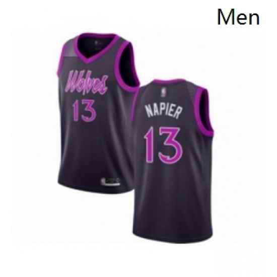 Mens Minnesota Timberwolves 13 Shabazz Napier Authentic Purple Basketball Jersey City Edition